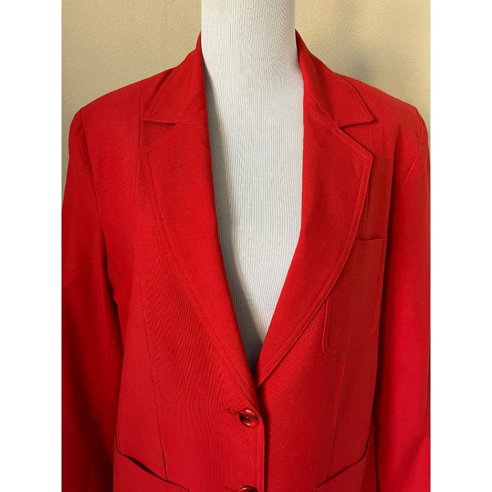 Changing Scene Vintage Women's Red Textured 2-Button Front Blazer - Picture 2 of 11
